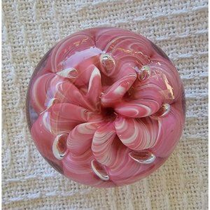 Ventage JOE ST. CLAIR Pink WAVY RIBBON Controlled Bubble PAPER WEIGHT